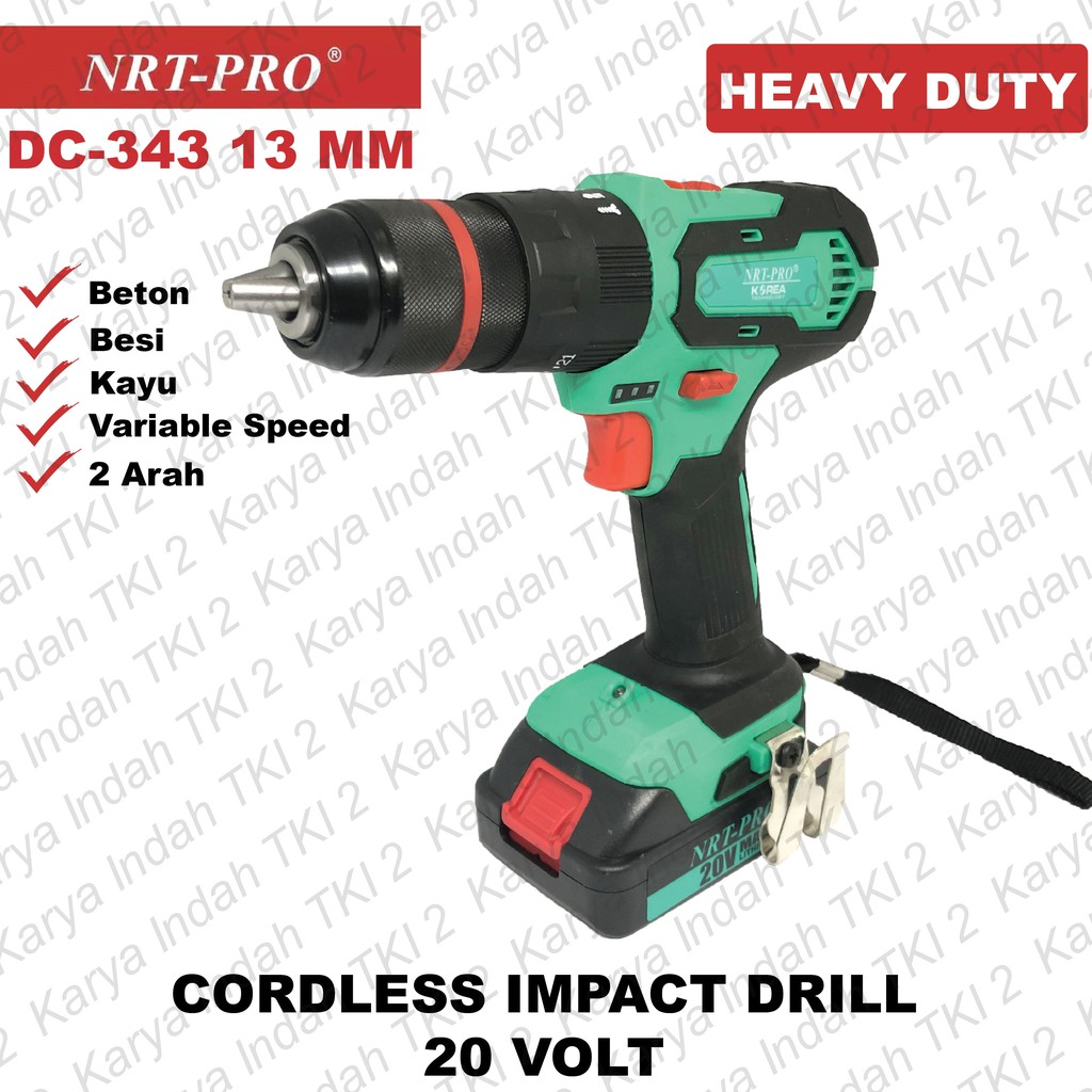 Jual Cordless Impact Drill V Dc Nrt Pro Bor Beton Mm Baterai