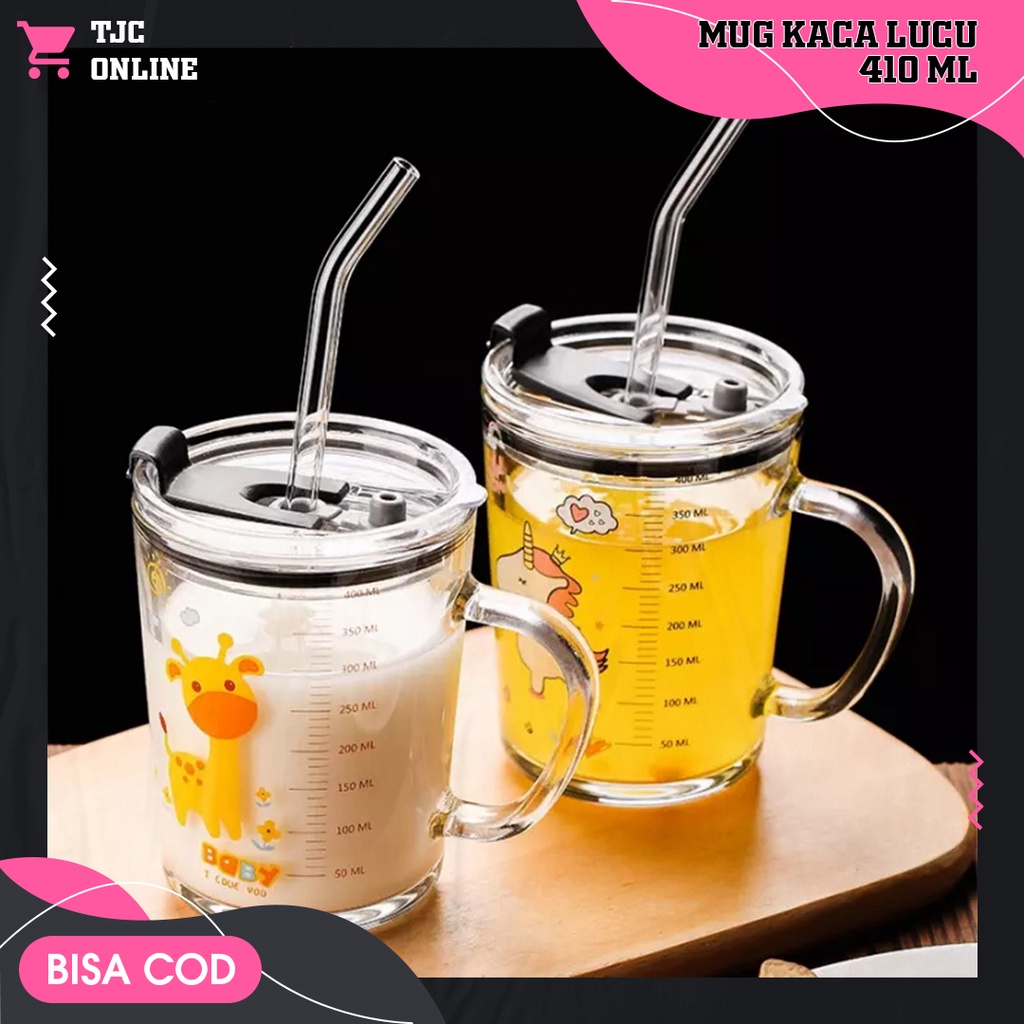 Jual Gelas Mug Kaca Gagang Karakter Aesthetic Estetik Sedotan Kaca Tutup 350ml Shopee Indonesia 1484