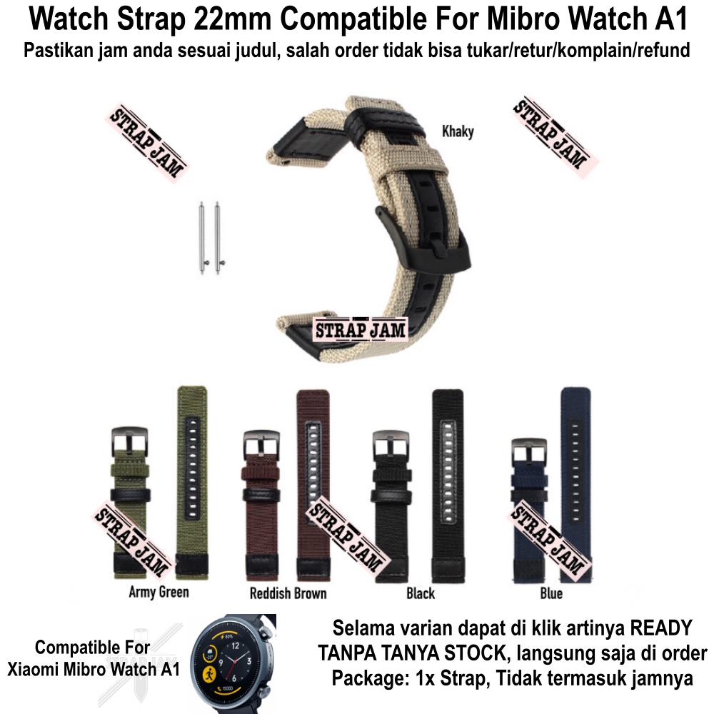 Jual WOVEN Strap Mibro Watch A1 Tali Jam Tangan 22mm Nylon Kanvas