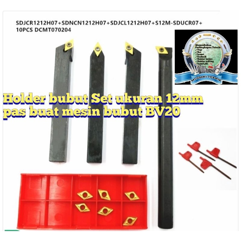 10x DCMT0702 Hartmetall-Wendeschneidplatten + 4x 12 Mm Drehwerkzeughalter – S12M, SDJCR, SDJCL, SDNCN – Inkl. Schlüssel