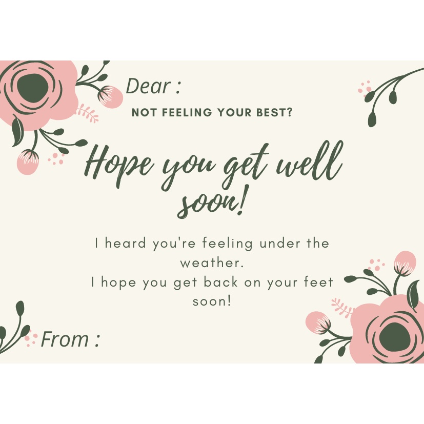 Free, Printable, Editable Get Well Soon Card Templates, 58 OFF