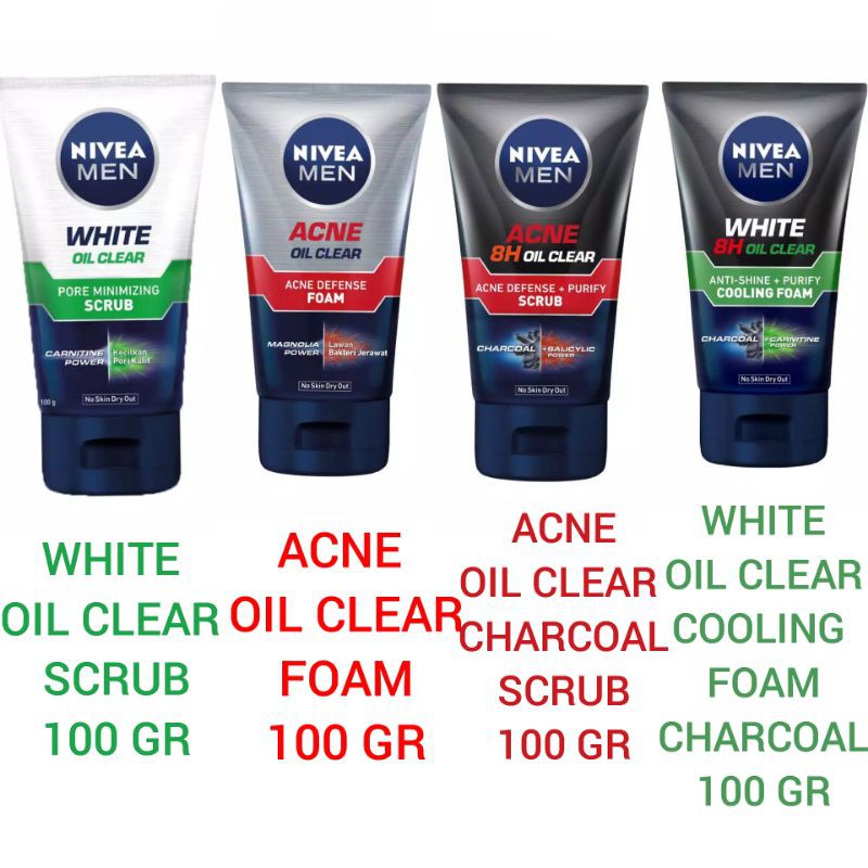 Jual NIVEA MEN FACE WASH 100 ML / EXTRA WHITE ACNE OIL CLEAR ...