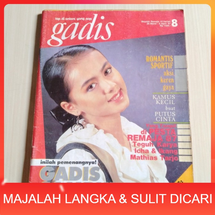 Jual Majalah Gadis No 8 Mar 1987 Cover Monika Gunawanova Langka