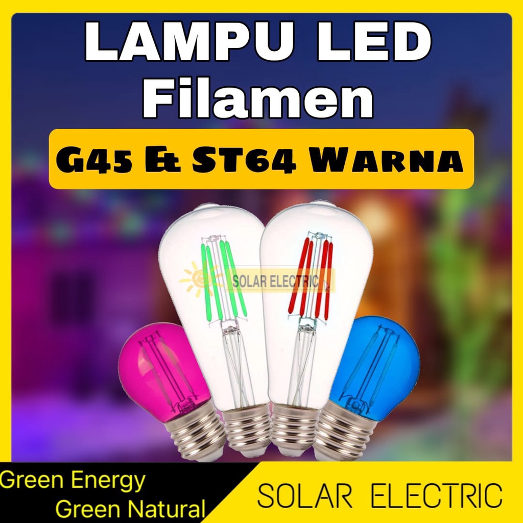 Jual Lampu LED Filamen ST64 Warna Warni 4W Bohlam Pijar Edison Dekorasi ...