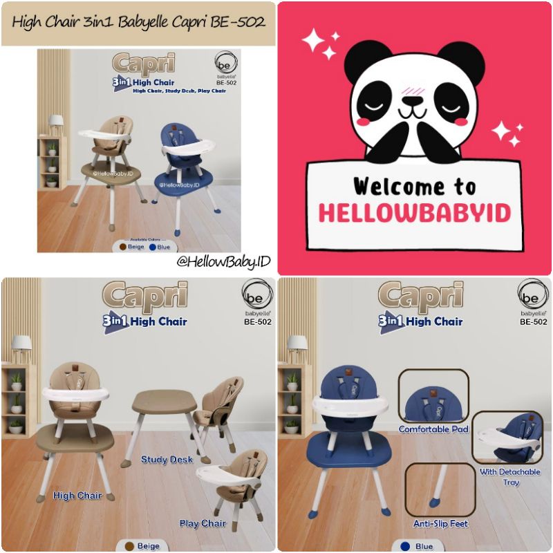 Jual Babyelle Capri BE-502 High Chair Kursi Makan Meja Belajar Bayi ...