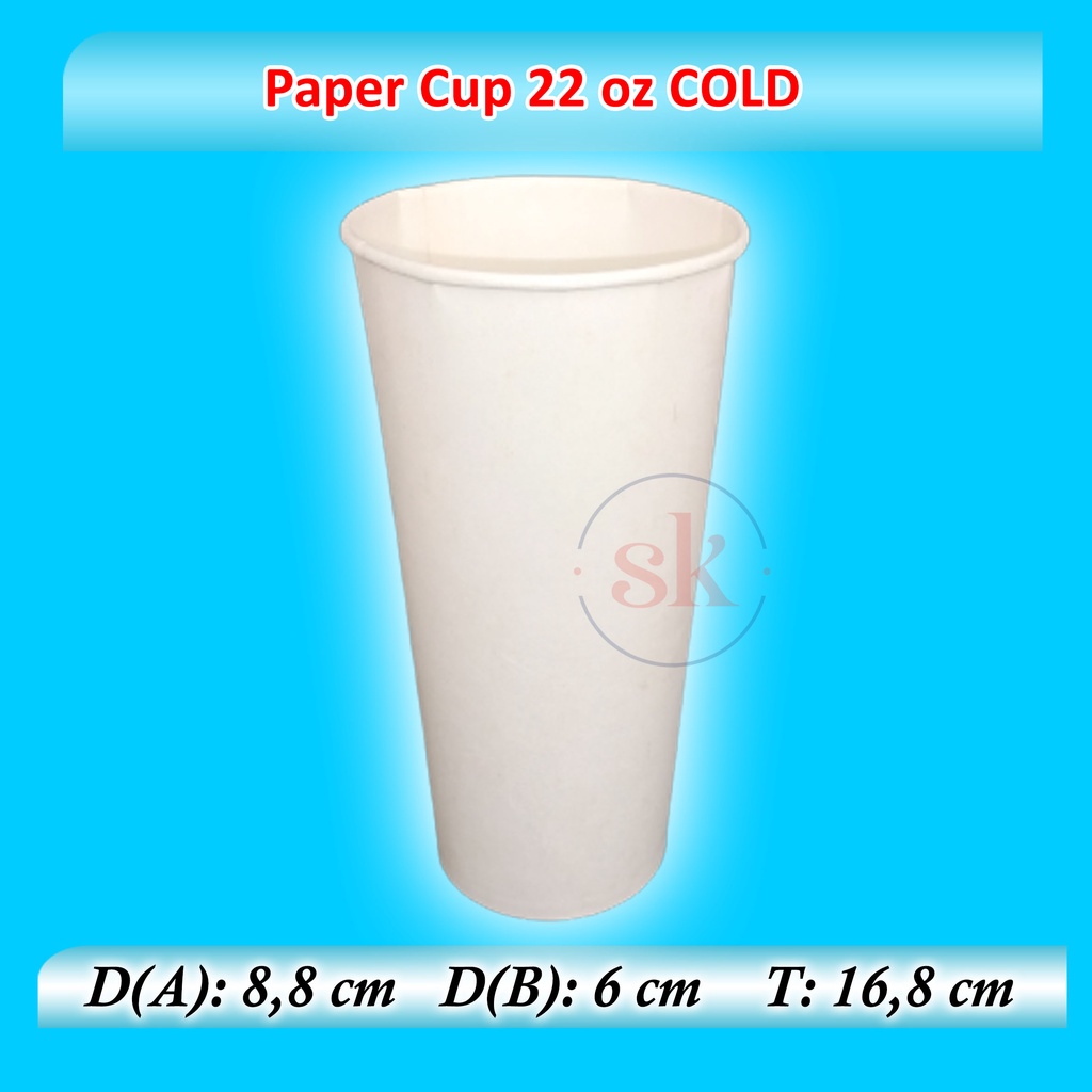 Jual (ISI 50) Paper Cup Gelas Kertas Putih Polos DIngin Cold 22 oz ...