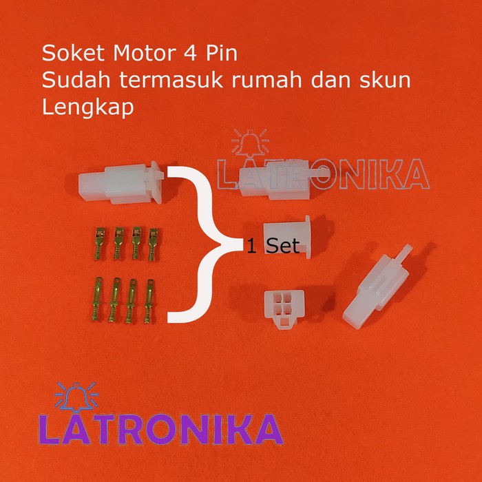 Jual Unik Soket Motor 4 Pin Kecil + Skun Lengkap Socket 4Pin Konektor ...