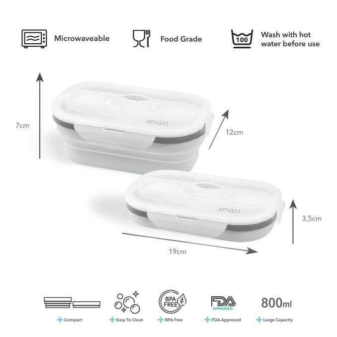 Jual Smatt Foldable Lunchbox - Silicone Food Container Kotak Makan ...