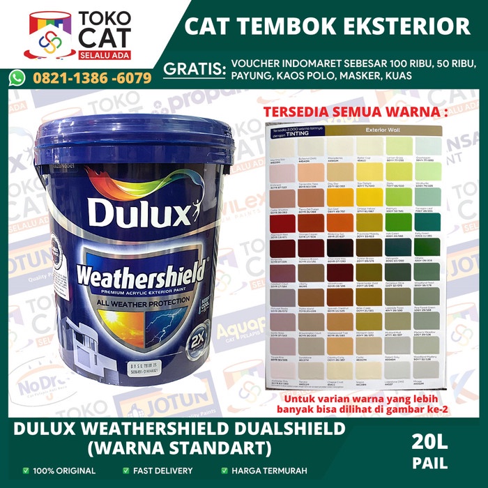 Jual CAT TEMBOK EKSTERIOR DULUX WEATHERSHIELD DS WARNA STANDART 20L ...