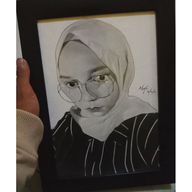 Jual Sketsa wajah hitam putih custom A4 cocok untuk kado ulang tahun