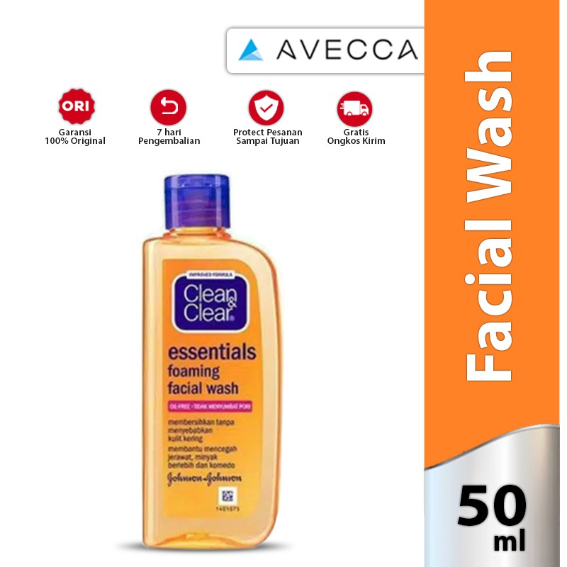 Jual J&J Clean & Clear Foaming Facial Wash 50ml / Kosmetik Wajah