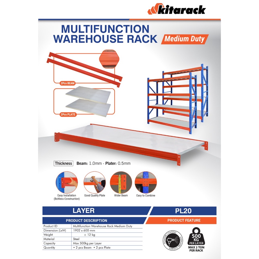 Jual KITARACK PL20 LAYER / SHELF / AMBALAN RAK GUDANG RACK WAREHOUSE ...