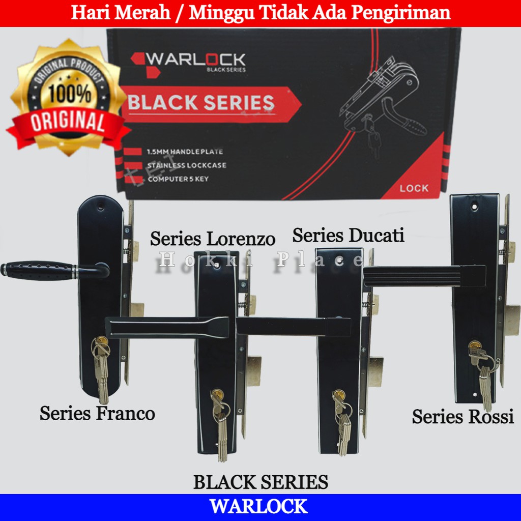 Jual Handle Kunci Pintu Plat Besar Warlock Plus Body Full Set Black