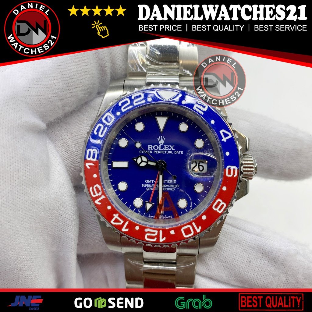 Jual JAM TANGAN MODEL AAA+ PREMIUM GMT MASTER II PEPSI (JAPAN GRADE ...