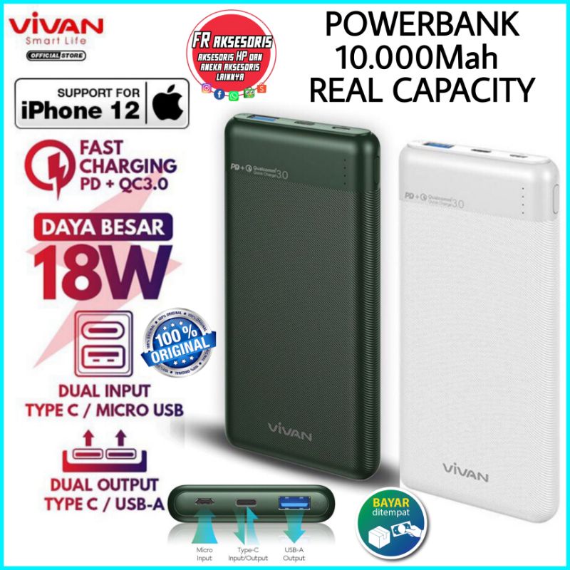 Jual Power Bank Mah Vivan Vpb M Powerbank Mah W Input