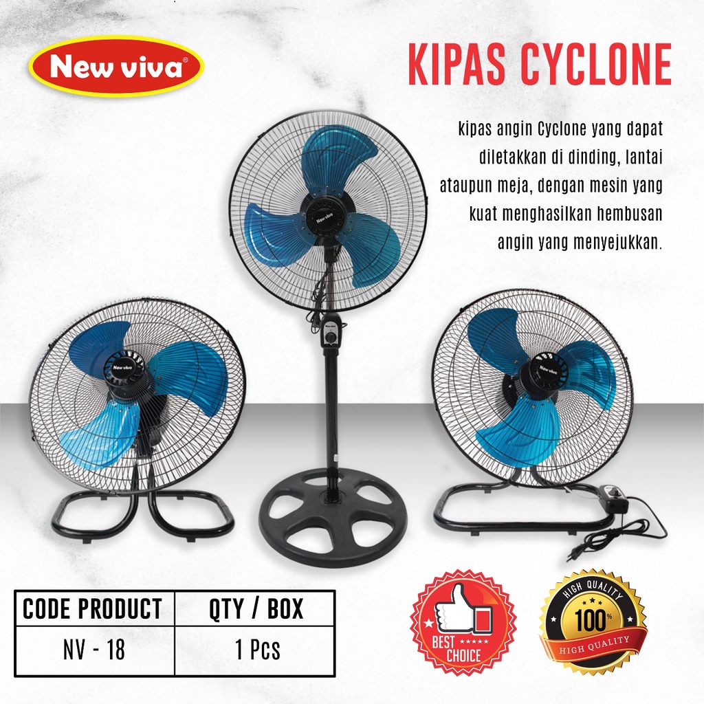 Jual NEW VIVA Kipas Angin Besi 18 inch cyclone meja dinding berdiri 3 ...