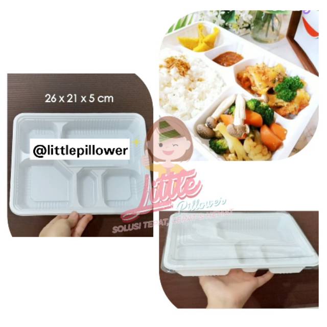 Jual (ISI 25PCS) Mika Bento 5 Sekat/ Box Bento/ Lunch Box/ Tempat