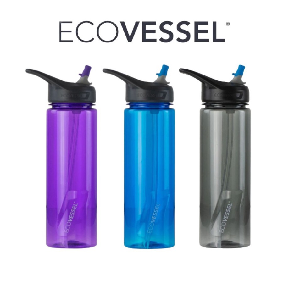 Ecovessel 24oz Wave Tritan Plastic Water Bottle With Straw Top