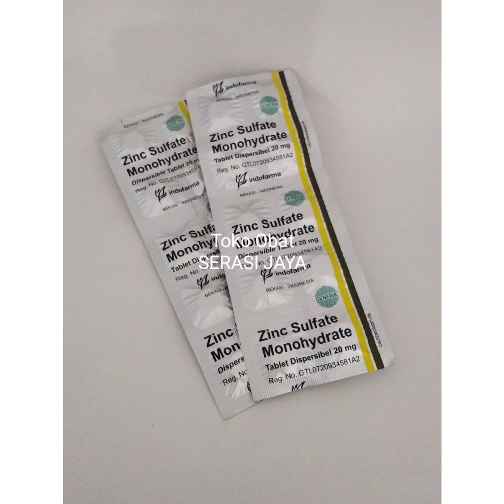 Jual Zinc Sulfate Monohydrate Tablet 20mg Indofarma Terapi Garam Diare