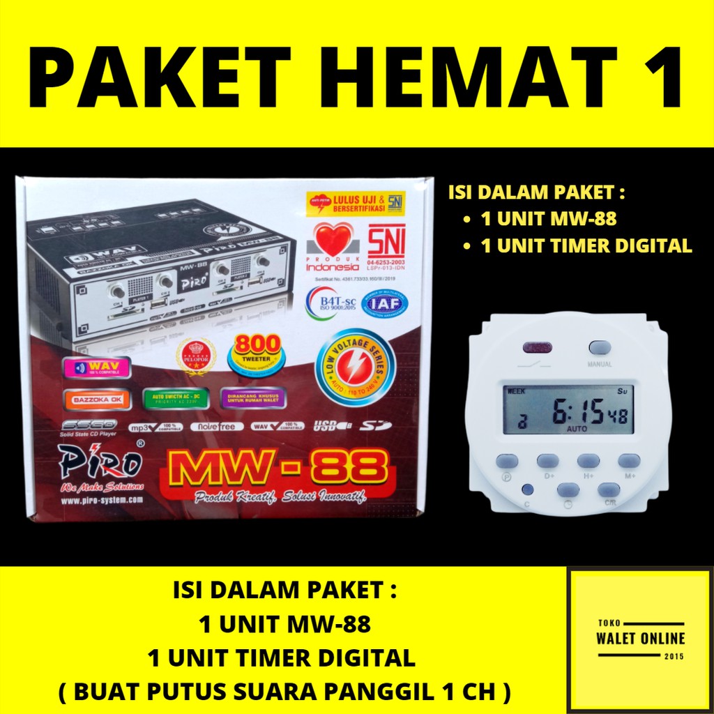 Jual AMPLIFIER WALET PIRO MW 88 + TIMER PUTUS SUARA PANGGIL TARIK ...