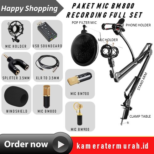 Jual Paket Full Set Microphone BM-800 Ready Recording BM800 Condenser ...