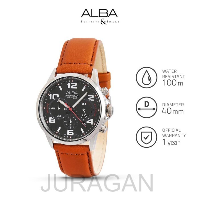 Jam Tangan Pria Alba ACTIVE Quartz Leather AT3D77X1 Original