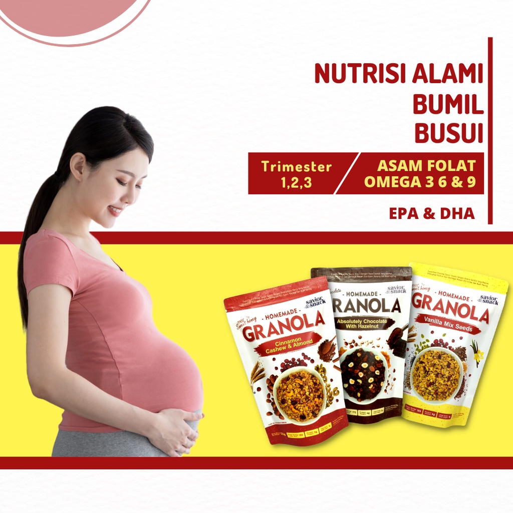 Jual MAKANAN IBU HAMIL TRIMESTER 123 BY SAVIOR SNACK GRANOLA 3 VARIAN