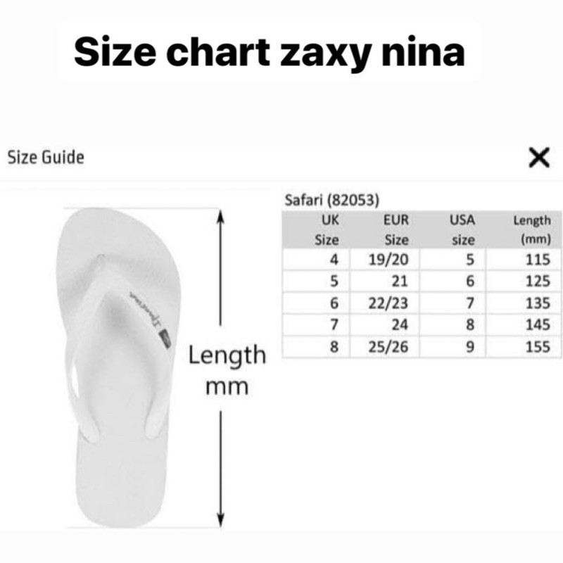 Size zaxy nina online