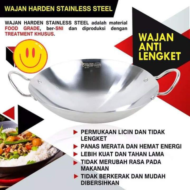 Jual Wajan Harden Ukuran Cm Golden Flying Fish Stainless Steel Shopee Indonesia