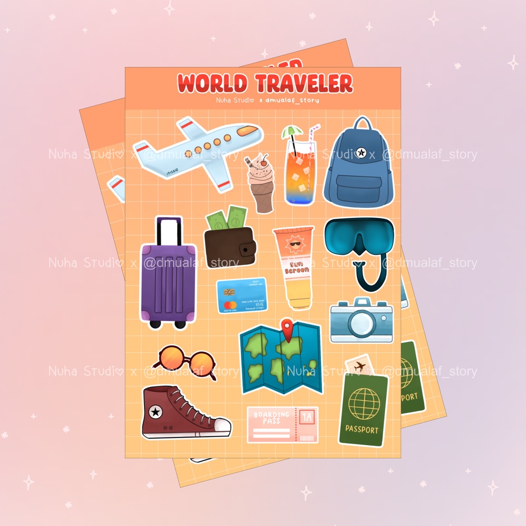 Jual Sticker Traveller Travelling Keliling Dunia Aesthetic Sticker ...