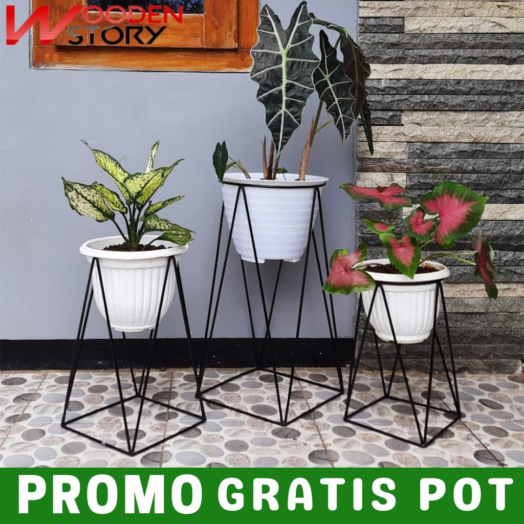 Jual 3 Standing pot - standing pot - standing bunga - standing besi ...