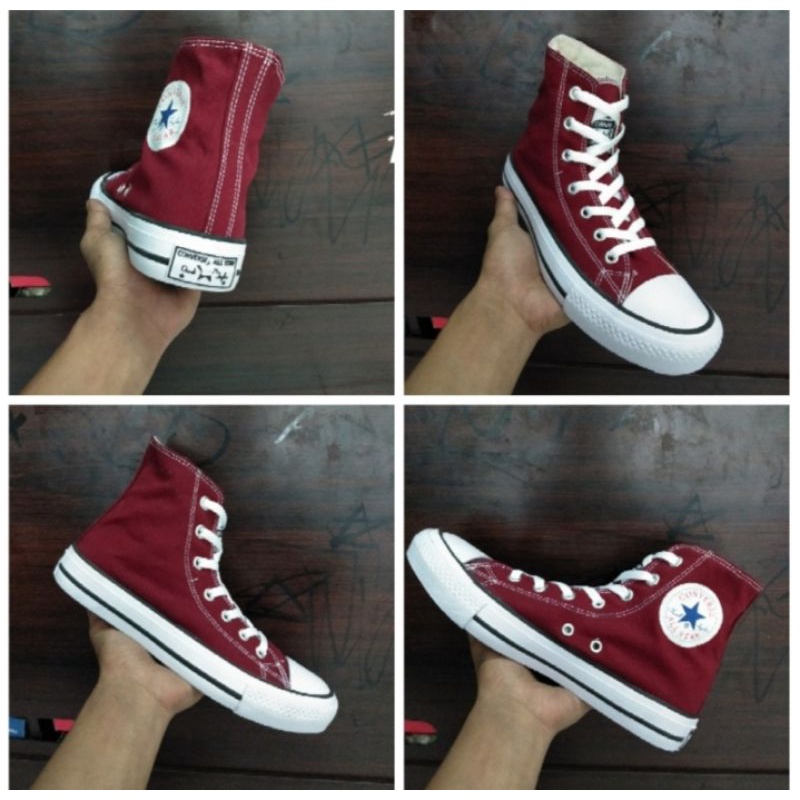 Converse merah maroon tinggi store