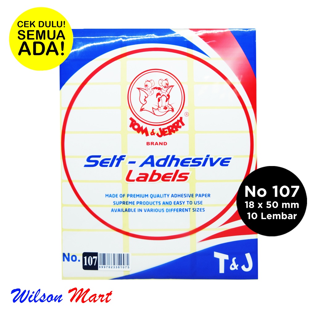 Jual TOM AND JERRY NO 107 18 X 50 MM SELF ADHESIVE LABELS ISI 10 LEMBAR ...