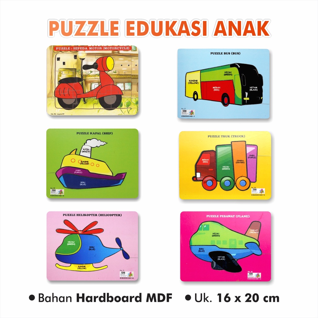Jual Puzzle Edukasi Anak / Puzzle Anak / Puzzle Kayu : SEPEDA MOTOR BUS ...
