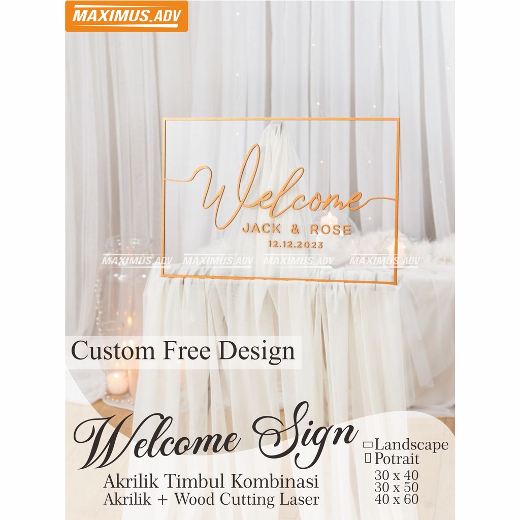 Jual NEW!!! Welcome Sign / Wedding Sign Custom Timbul 2 layer Akrilik ...