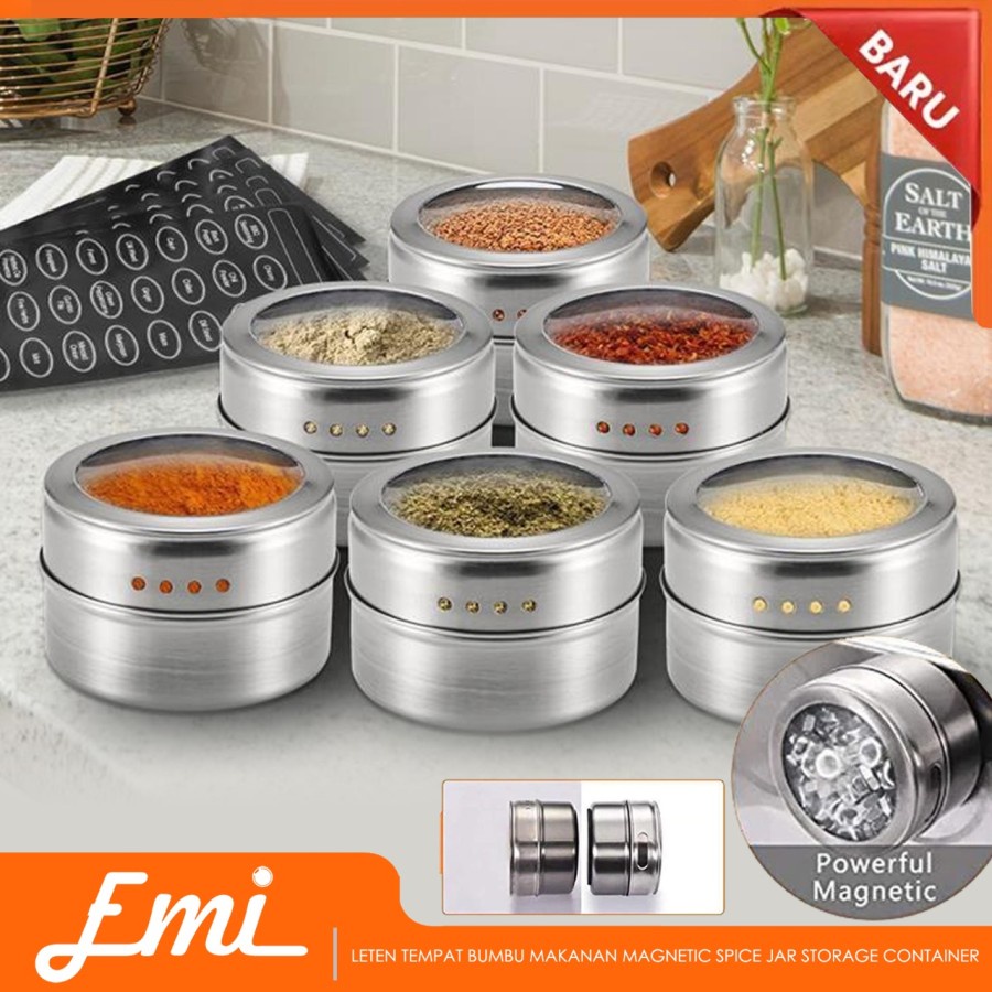 Jual Leten Tempat Bumbu Makanan Magnetic Spice Jar Storage Container ...