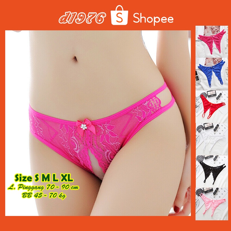 Jual D1976 Celana Dalem Cd Wanita Seksi Open Crotch Sexy G String Bahan Renda Gstring 9502