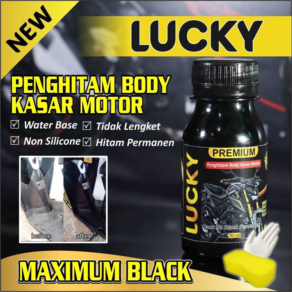 Jual Penghitam Body Kasar Motor Permanen 50 Ml Lucky Black Magic Gratis Spon Dan Sarung Tangan 8003