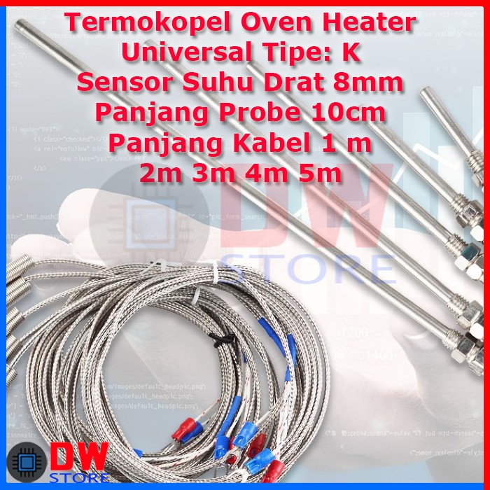 Jual Termokopel Thermocouple K Sensor Suhu 10cm Drat M8 Panjang Kabel ...