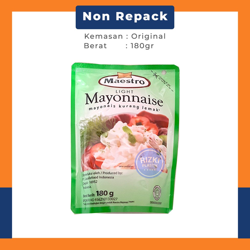 Jual Maestro Mayonaise Light Rendah Lemak Mayones kemasan pouch 180gr