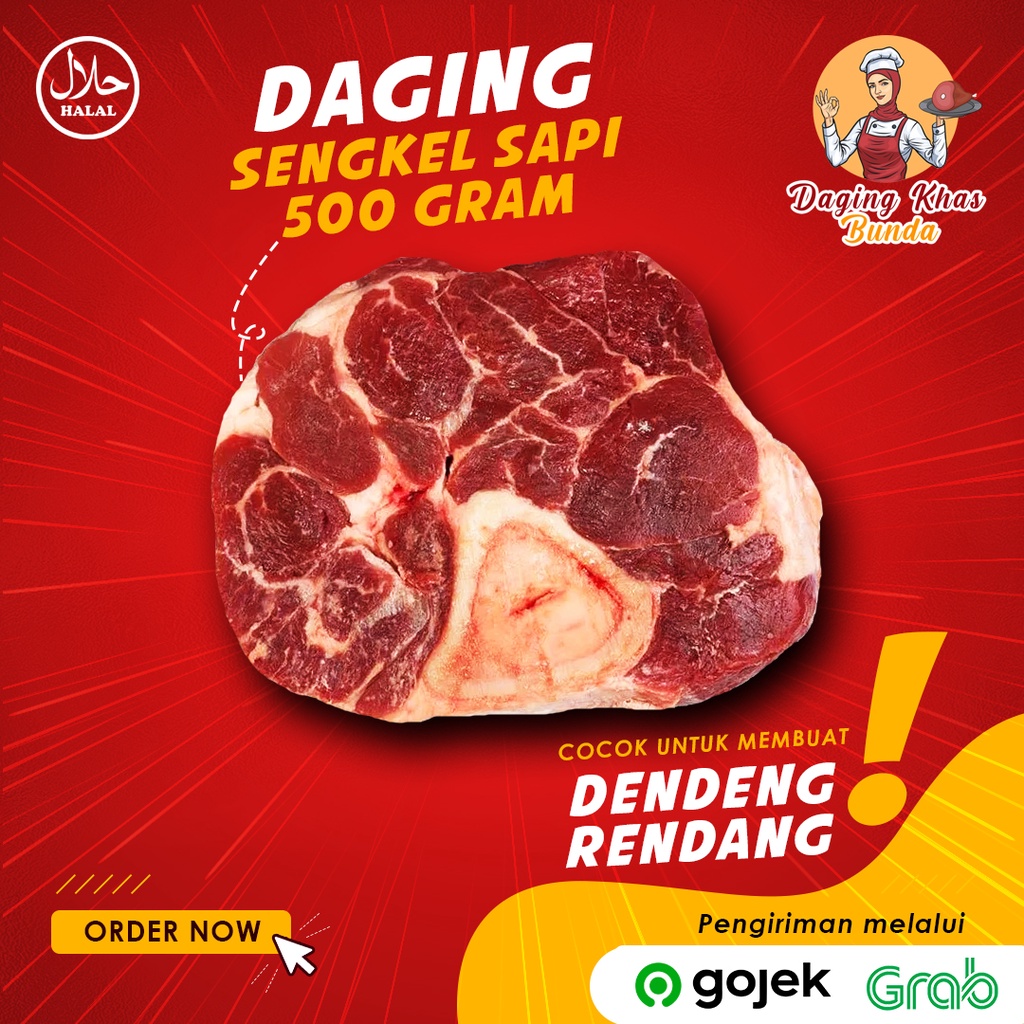 Jual Premium Daging Sengkel Shank Sapi Lokal Segar Fresh 500 Gram