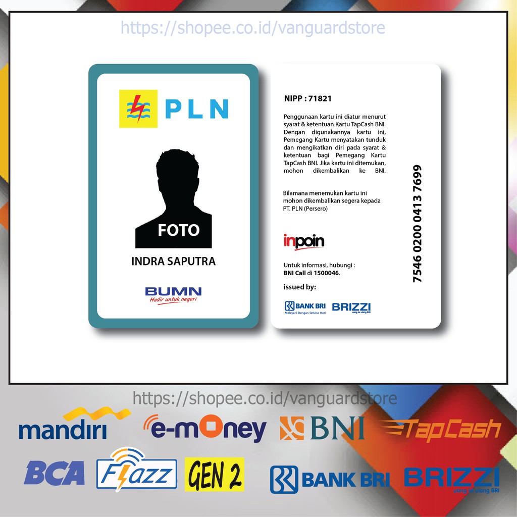 Jual KARTU E MONEY E TOLL KARTU PT PLN BRI ID CARD 14 EMONEY MANDIRI ...