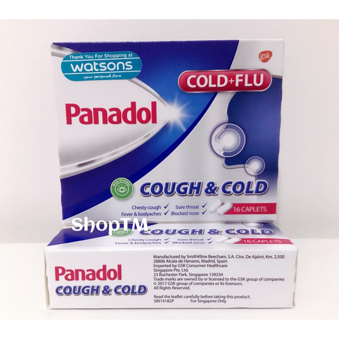 Jual Panadol Cough and Cold Singapore 16 Caplets (Obat Flu Batuk Pilek