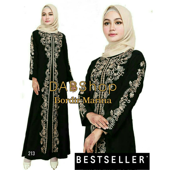 Jual Abaya / Jubah / Gamis Bordir Marina Plus Pashmina Kain Saudi ...