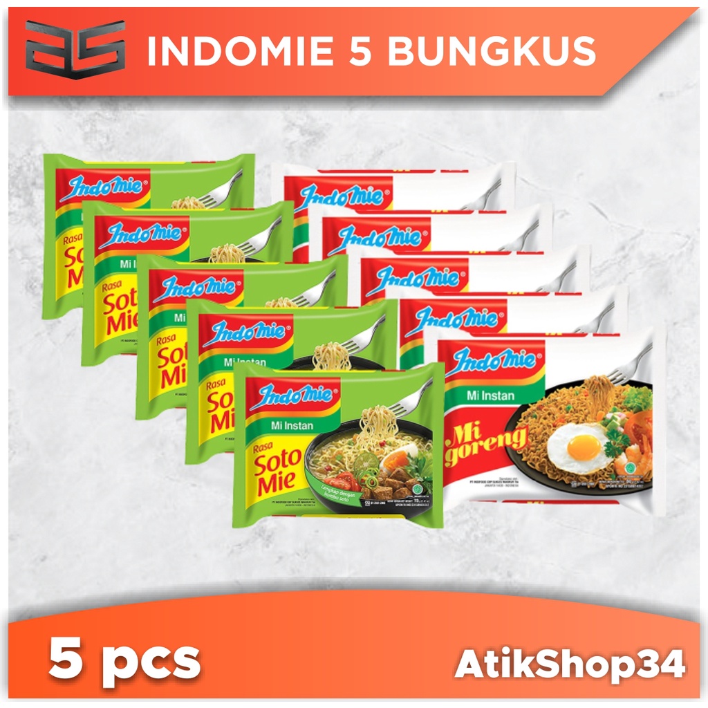 Jual INDOMIE GORENG & SOTO 5 PCS / MIE INSTAN RASA MIE GORENG & SOTO ...