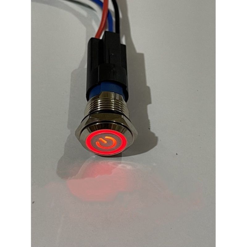 Jual Saklar LED Stainless Tombol On Off Push Button Metal Plus Soket