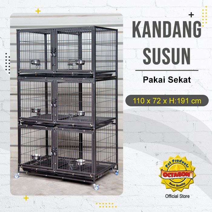 Jual Kandang Octagon 3 Tingkat dengan Sekat - Pet Cage Cat Dog Bird ...