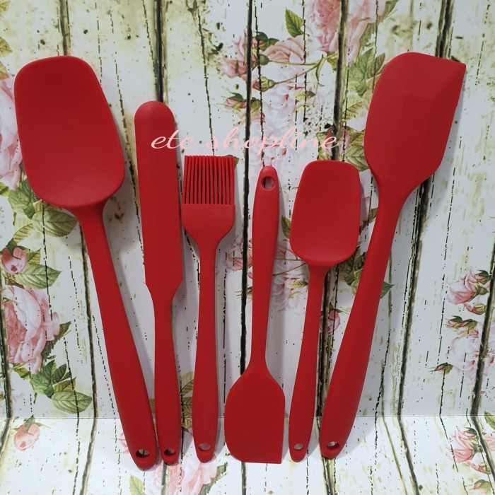 Jual rubber silicon spatula /sutil set 6pcs food grade - Merah | Shopee ...