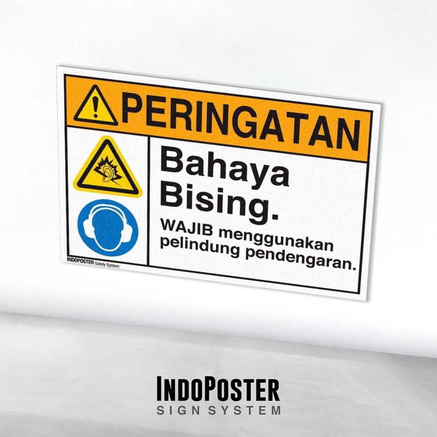 Jual Stiker Safety Sign Rambu K Bahaya Bising Wajib Pelindung