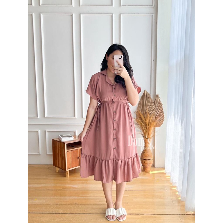 Jual Karina collar dress korean dress button vintage dress baju